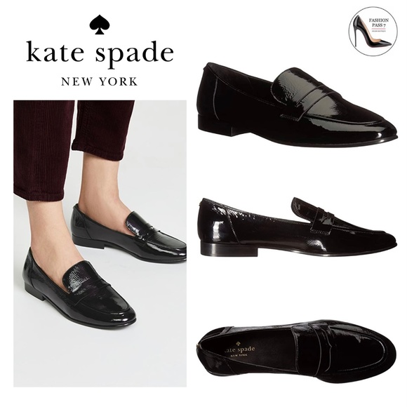kate spade Shoes - KATE SPADE Genevieve Black Patent Leather Loafers Slip On Flats Casual Shoes 9